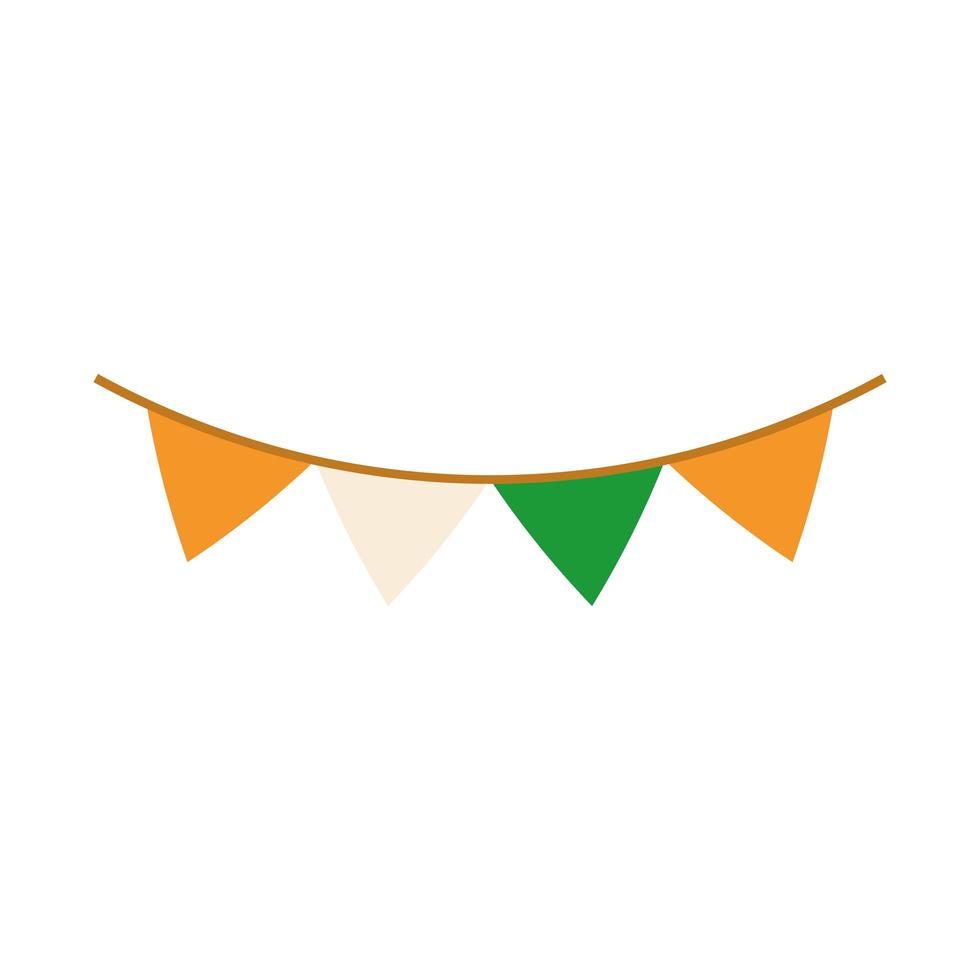 happy independence day india pennants decoration celebration flat style icon vector