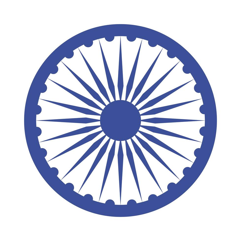 happy independence day india ashoka wheel national emblem flat style icon vector