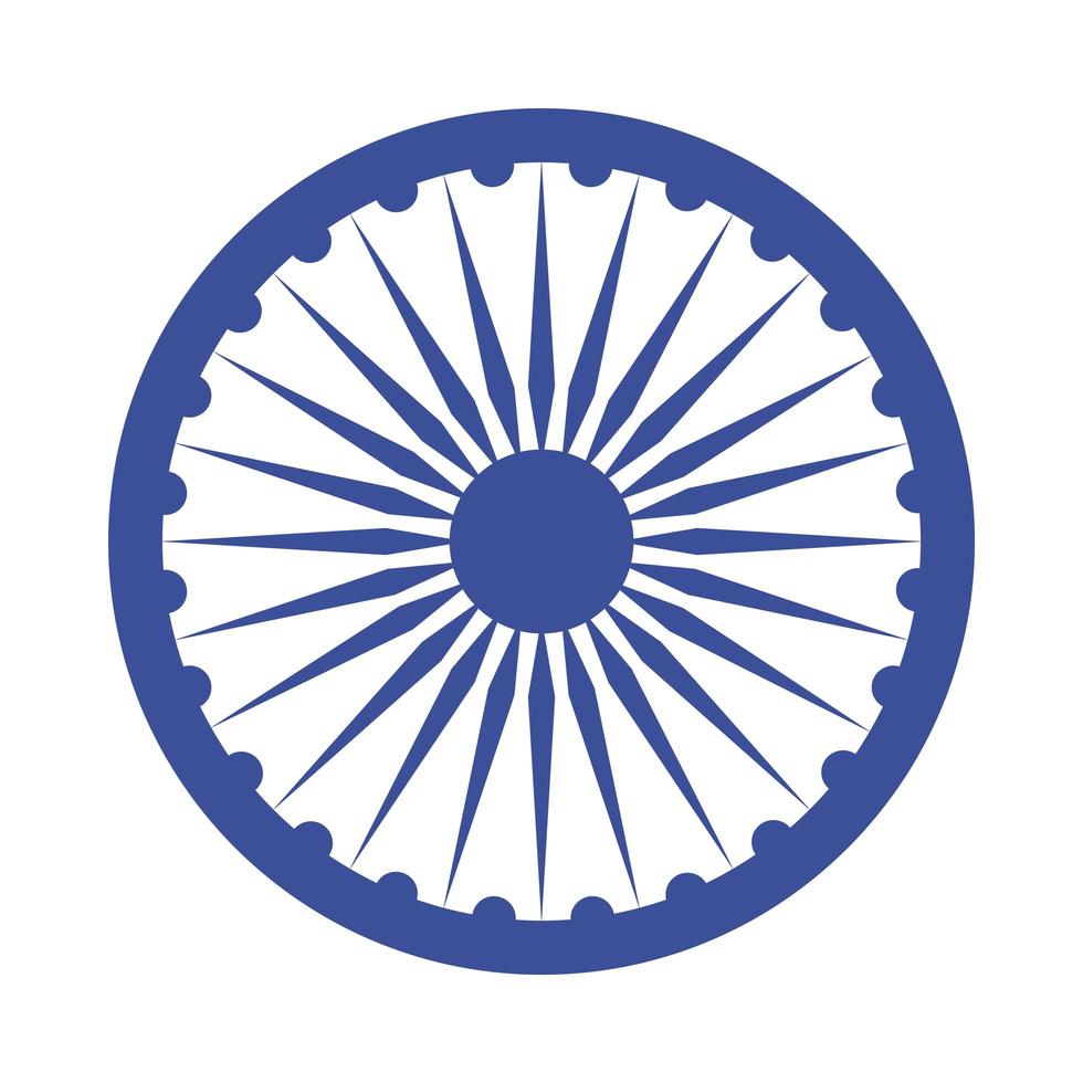 feliz día de la independencia india ashoka rueda emblema nacional icono de estilo plano vector