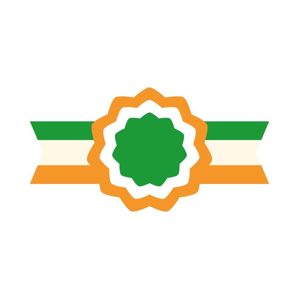 happy independence day india label and ribbon flag color insignia flat style icon vector