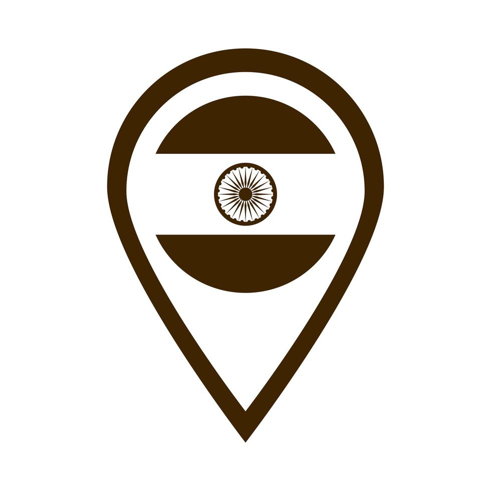 happy independence day india flag location pointer silhouette style icon vector