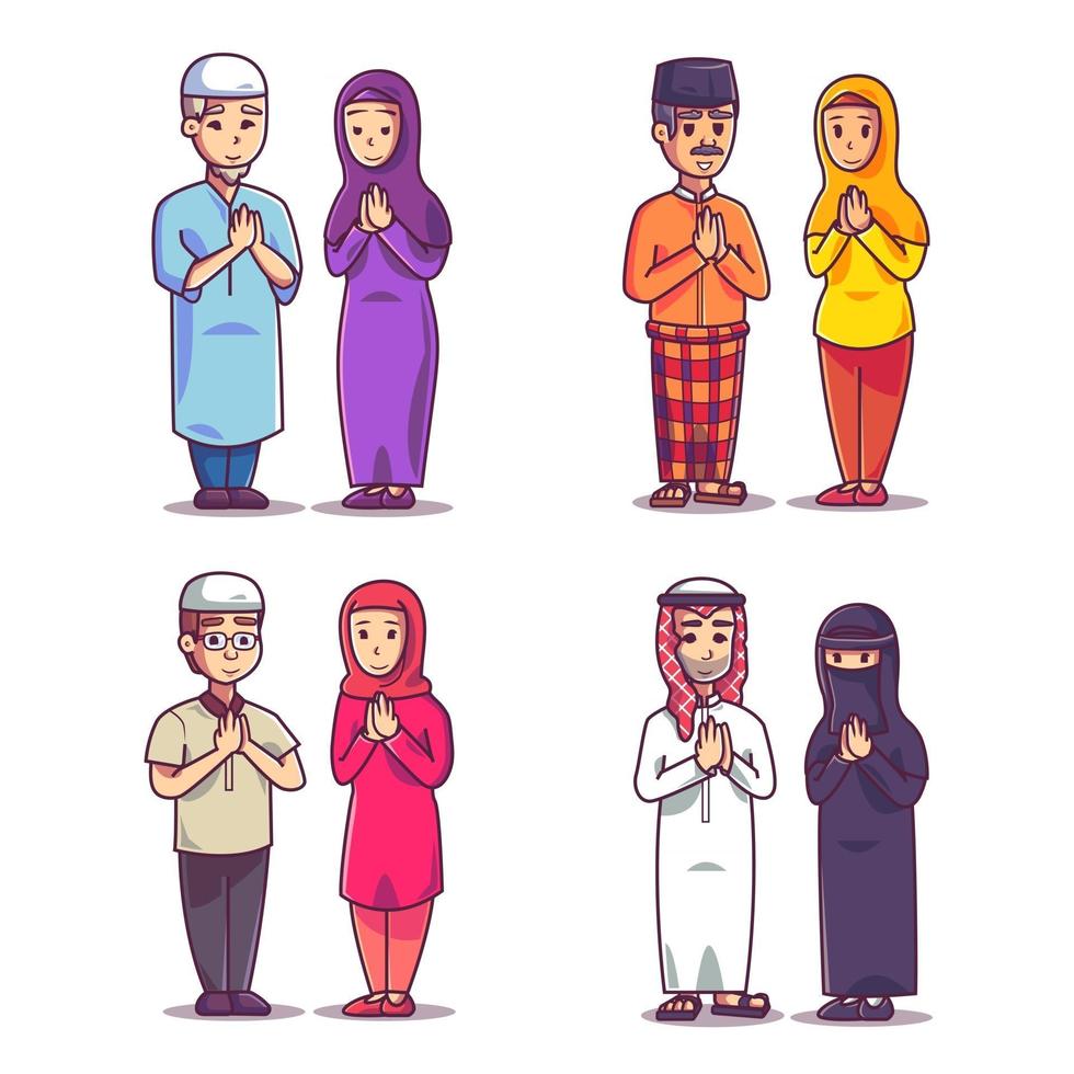 Muslim character in various countries vector