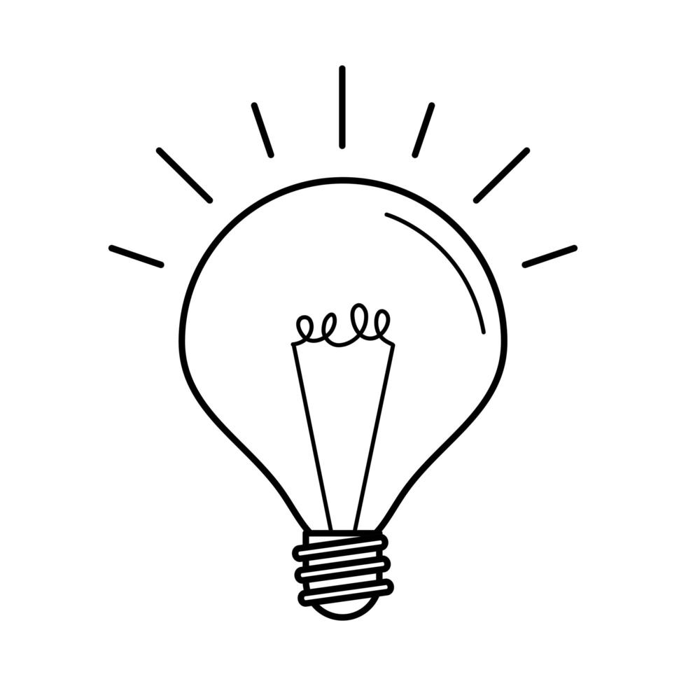 Lámpara brillante bombilla de luz eléctrica eco idea metáfora icono aislado estilo de línea vector