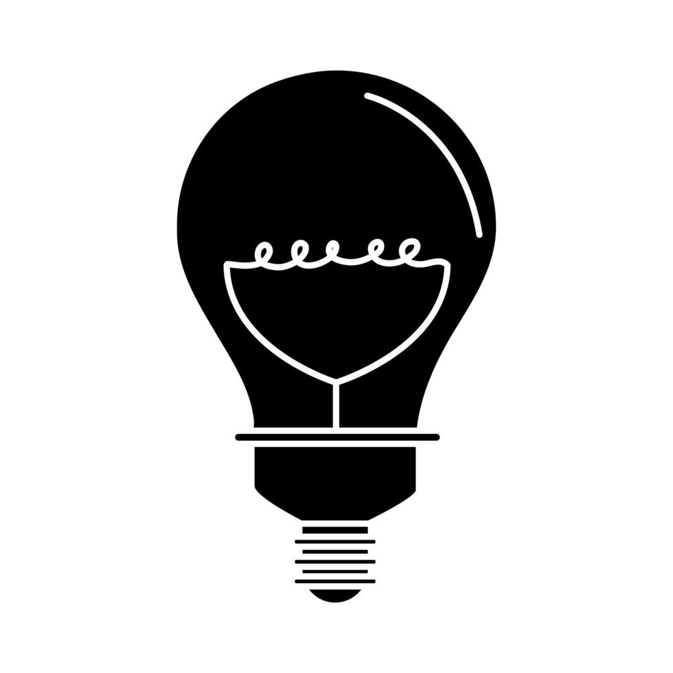 electric light bulb round lamp eco idea metaphor isolated icon silhouette style vector