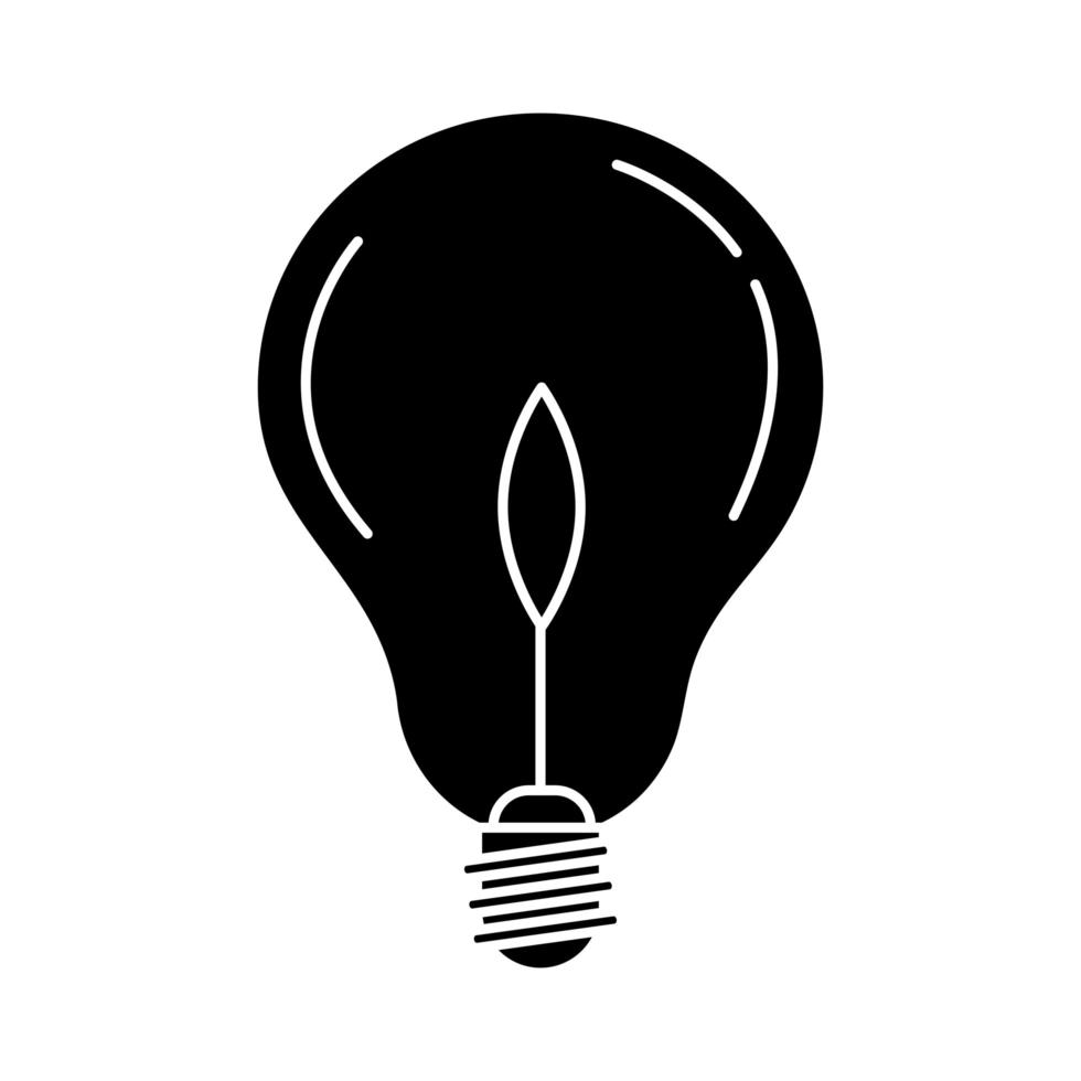 electric light bulb round lamp eco idea metaphor isolated icon silhouette style vector