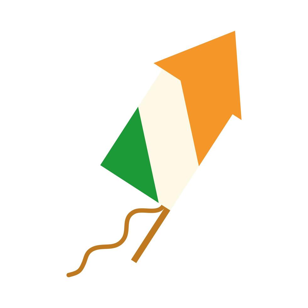 feliz día de la independencia india celebración fuegos artificiales bandera color plano estilo icono vector