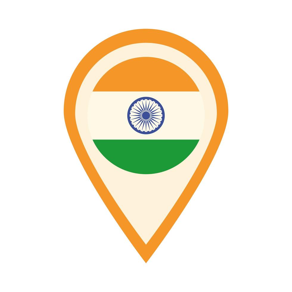 happy independence day india flag location pointer flat style icon vector