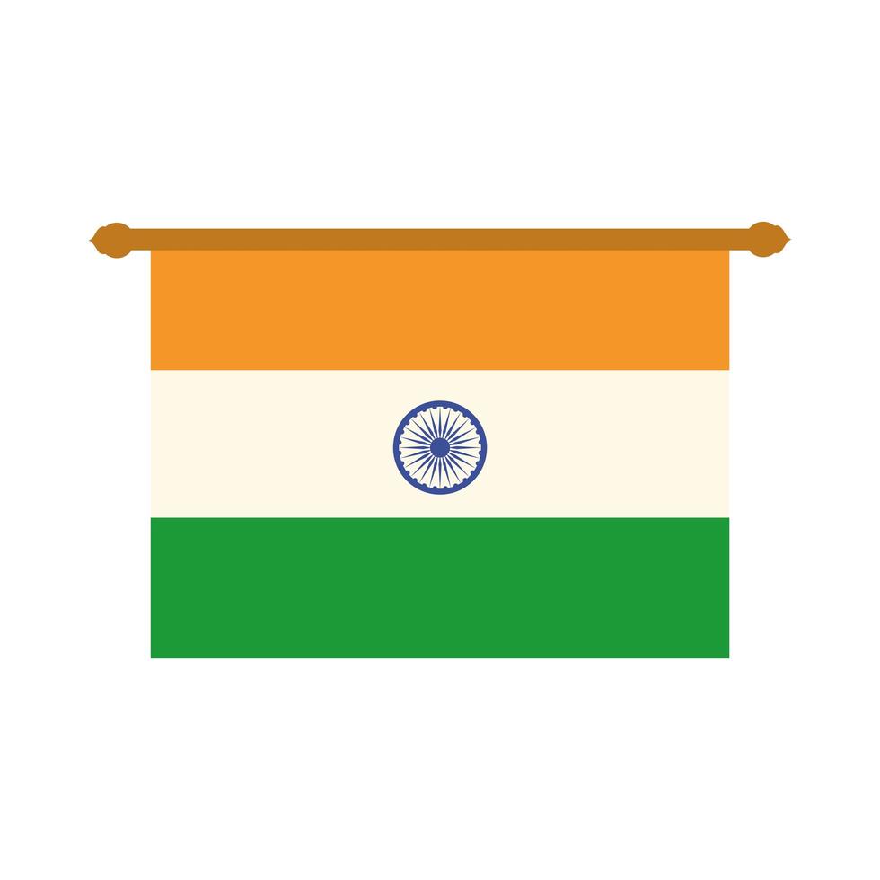 feliz día de la independencia india bandera colgante tradicional icono de estilo plano vector