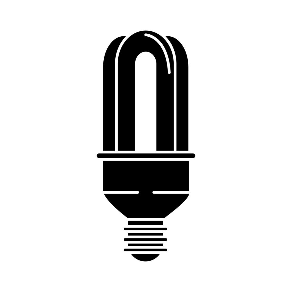 lámpara de ahorro de energía bombilla de luz eléctrica eco idea metáfora icono aislado estilo de silueta vector
