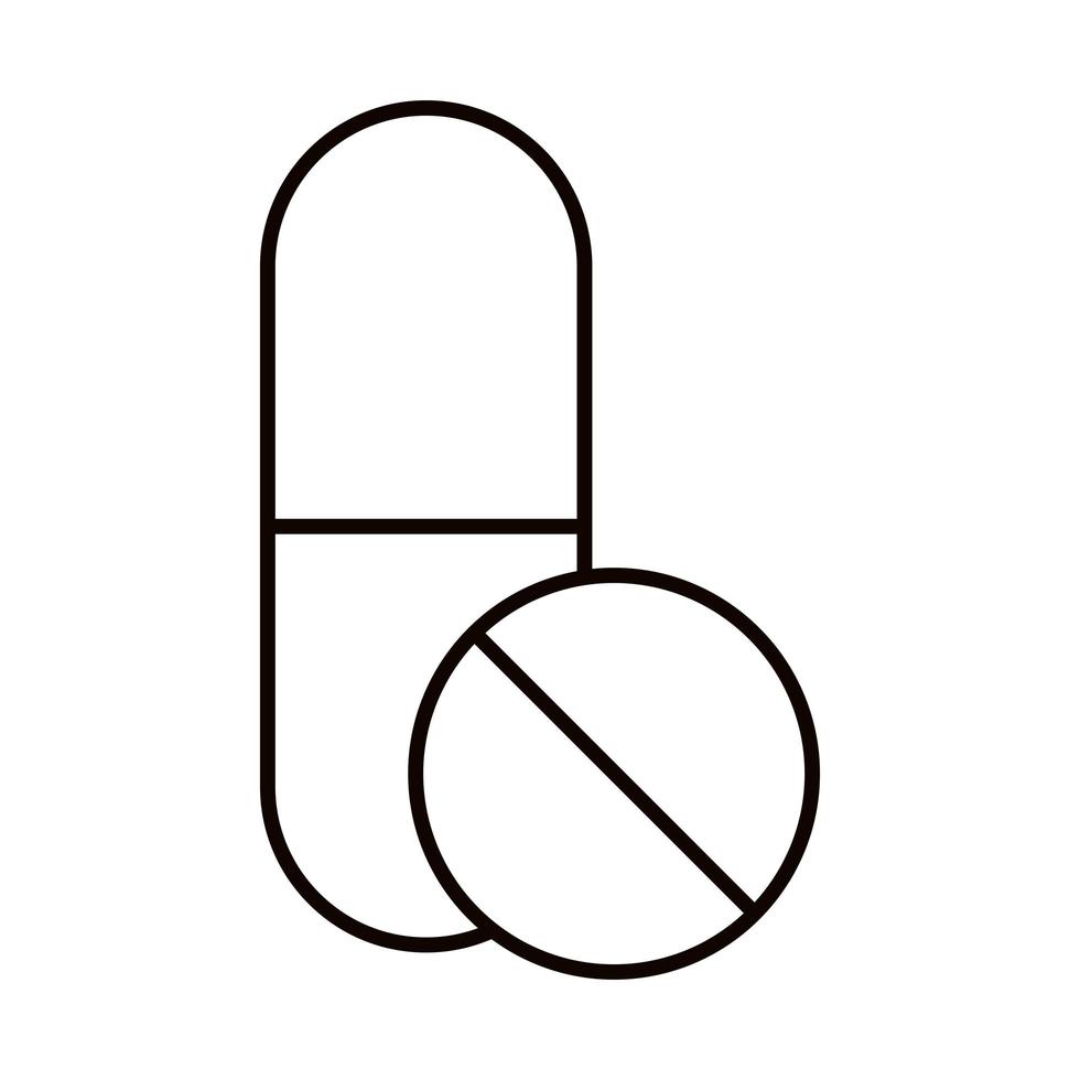covid 19 coronavirus prevention medication prescription capsule pill spread outbreak pandemic line style icon vector