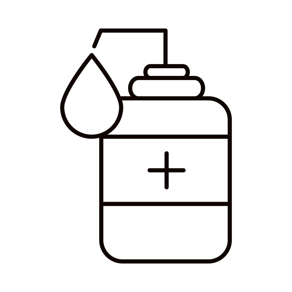 covid 19 coronavirus prevention dispenser alcohol sanitizer spread outbreak pandemic line style icon vector