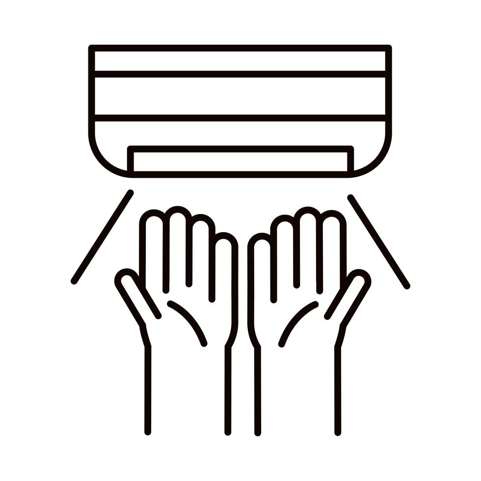 covid 19 coronavirus prevention hand dryer protection spread outbreak pandemic line style icon vector