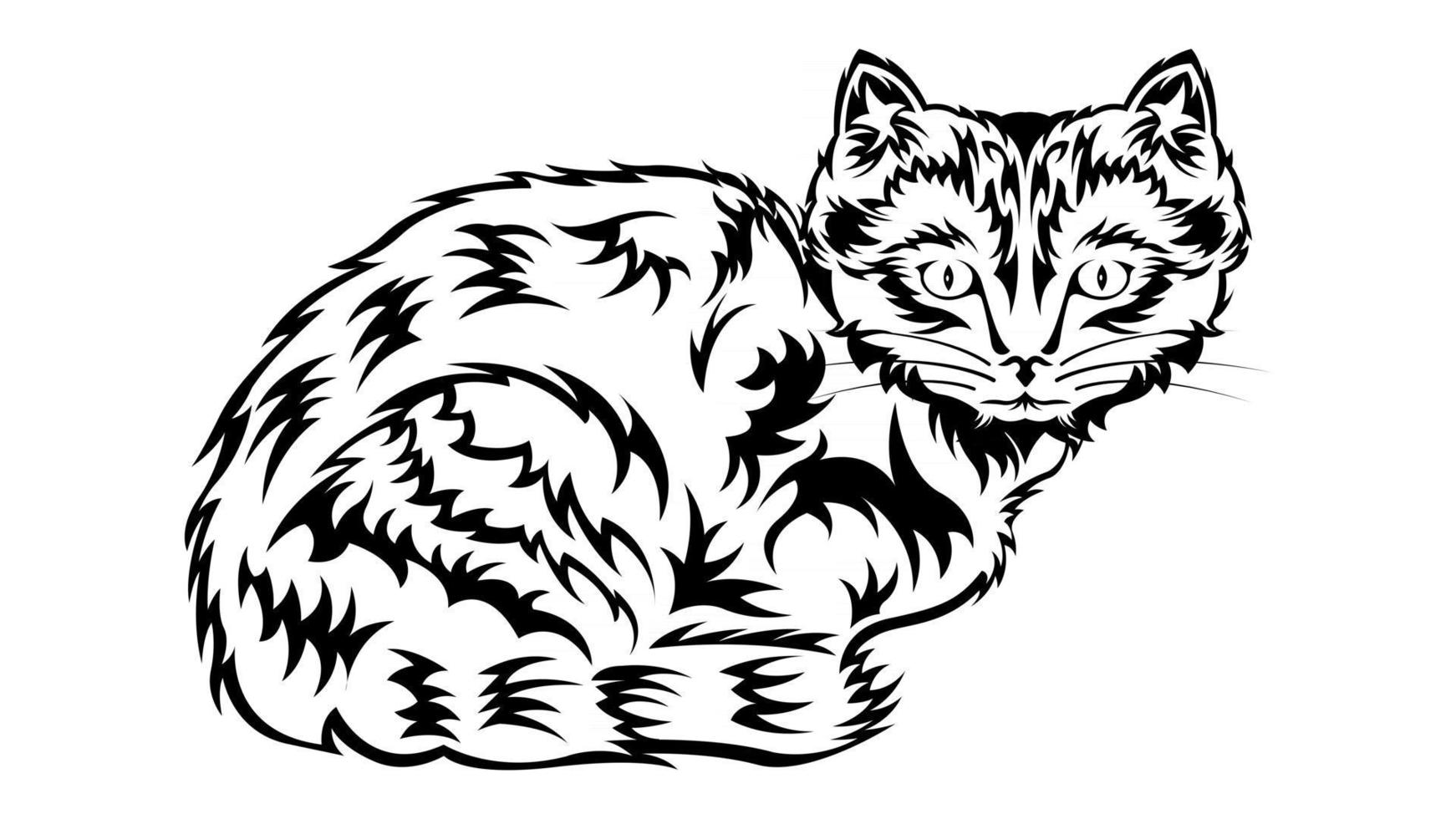 dibujo de bosquejo de contorno de gato vector