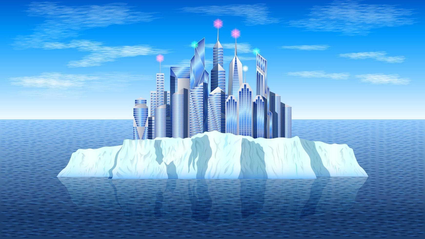City on iceberg Landscape vector