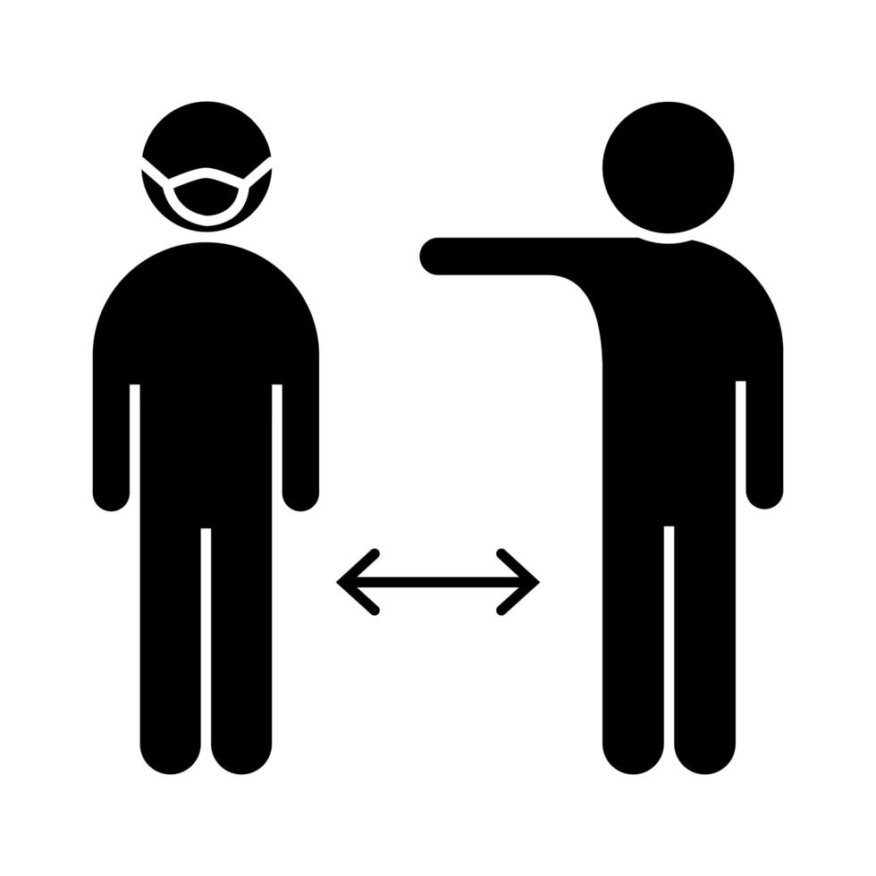 covid 19 coronavirus social distancing keep the 2 meter distance prevent outbreak spreading vector silhouette style icon