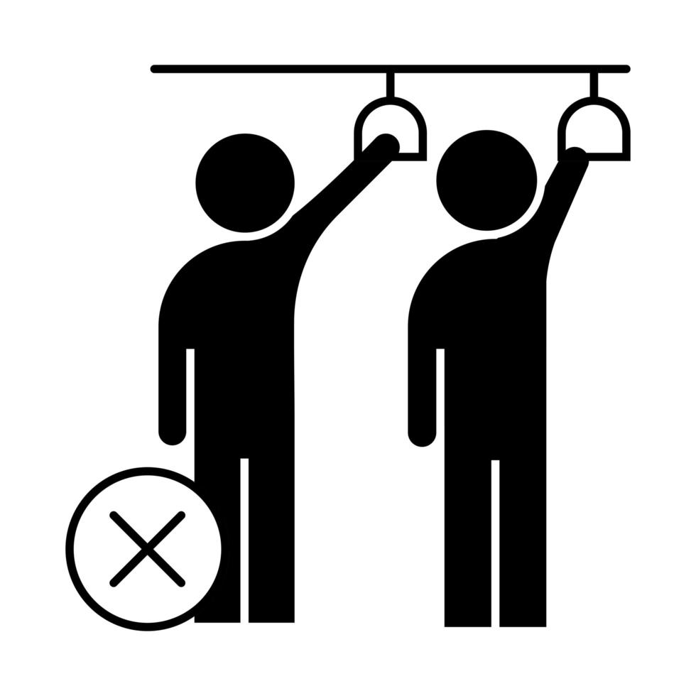 covid 19 coronavirus social distancing limiting mass transit to prevent outbreak spreading vector silhouette style icon