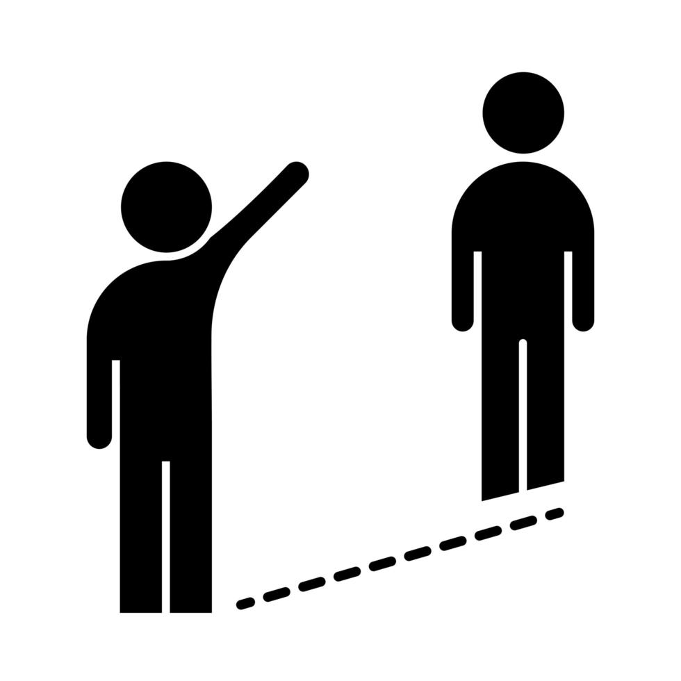 covid 19 social distancing prevention during coronavirus outbreak spreading vector silhouette style icon