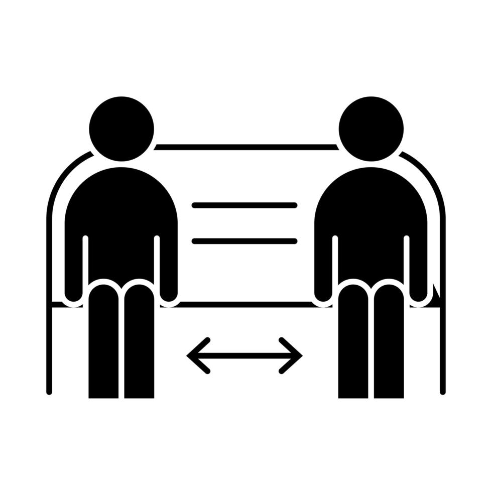 covid 19 coronavirus distancia social reunión de prevención mantener distancia precaución brote propagación vector silueta estilo icono
