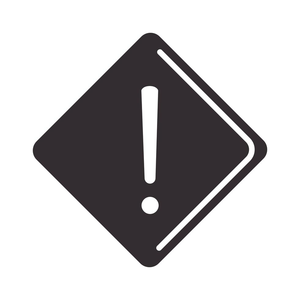 alert icon warning sign attention danger exclamation mark precaution silhouette style design vector