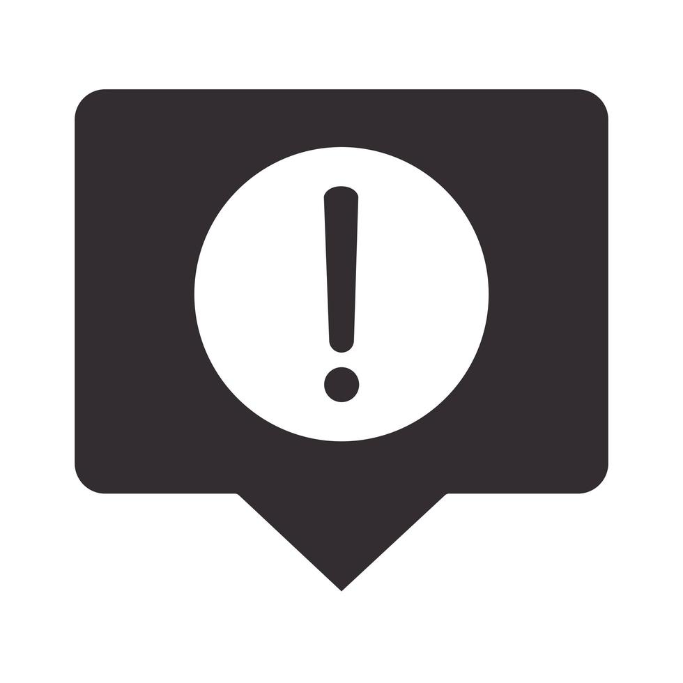 alert icon message notification security attention danger exclamation mark precaution silhouette style design vector
