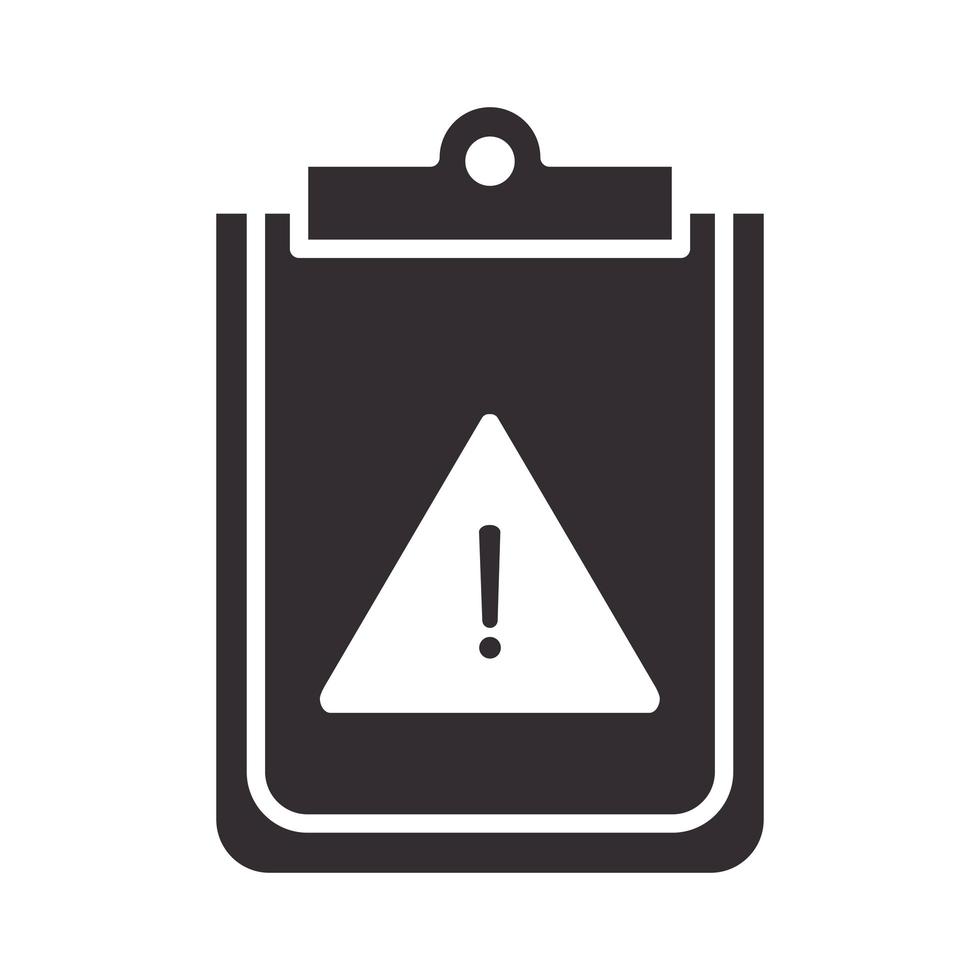 alert icon clipboard warning error attention danger exclamation mark precaution silhouette style design vector