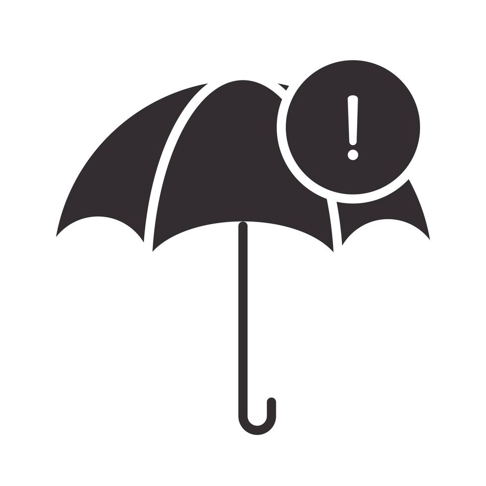 alert icon umbrella waring protection attention danger exclamation mark precaution silhouette style design vector