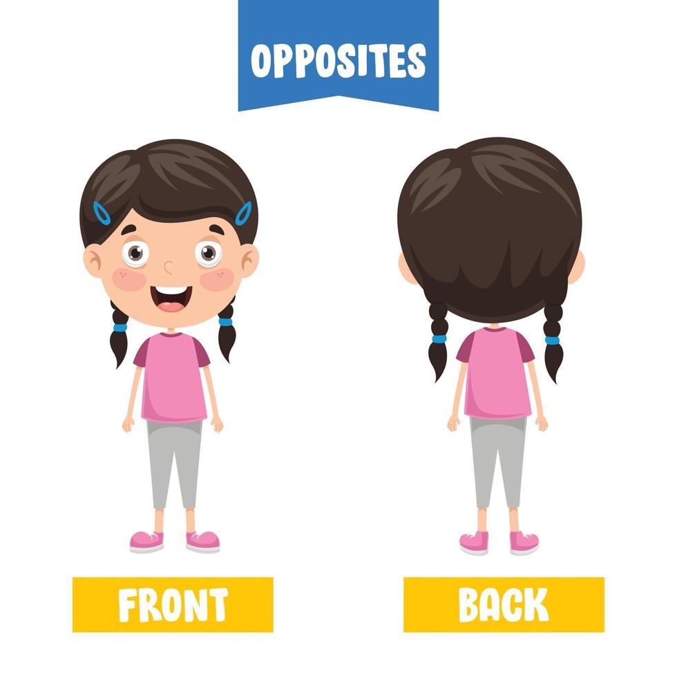 Opposite Adjectives With Cartoon Drawings vector