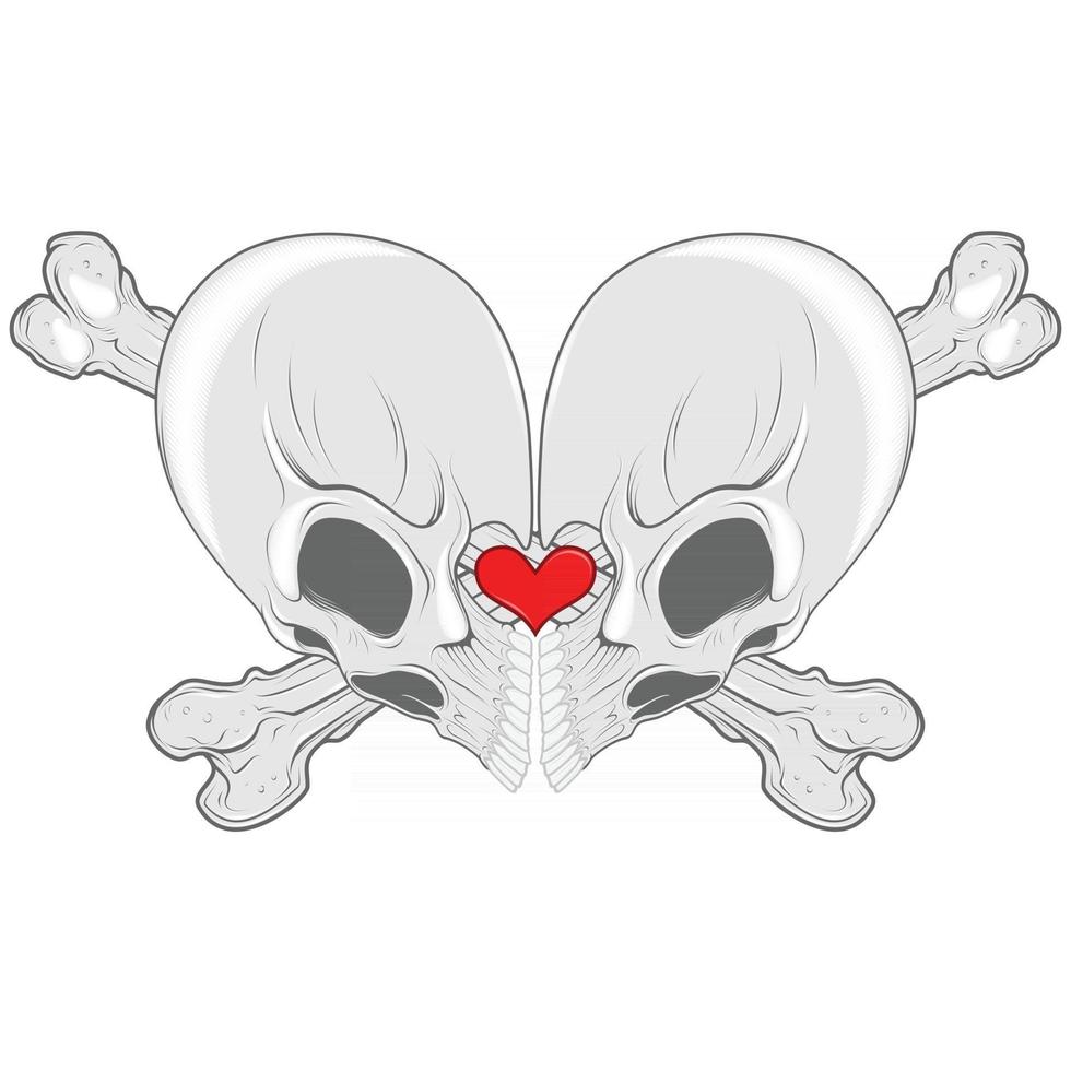 Heart shaped skull design vector