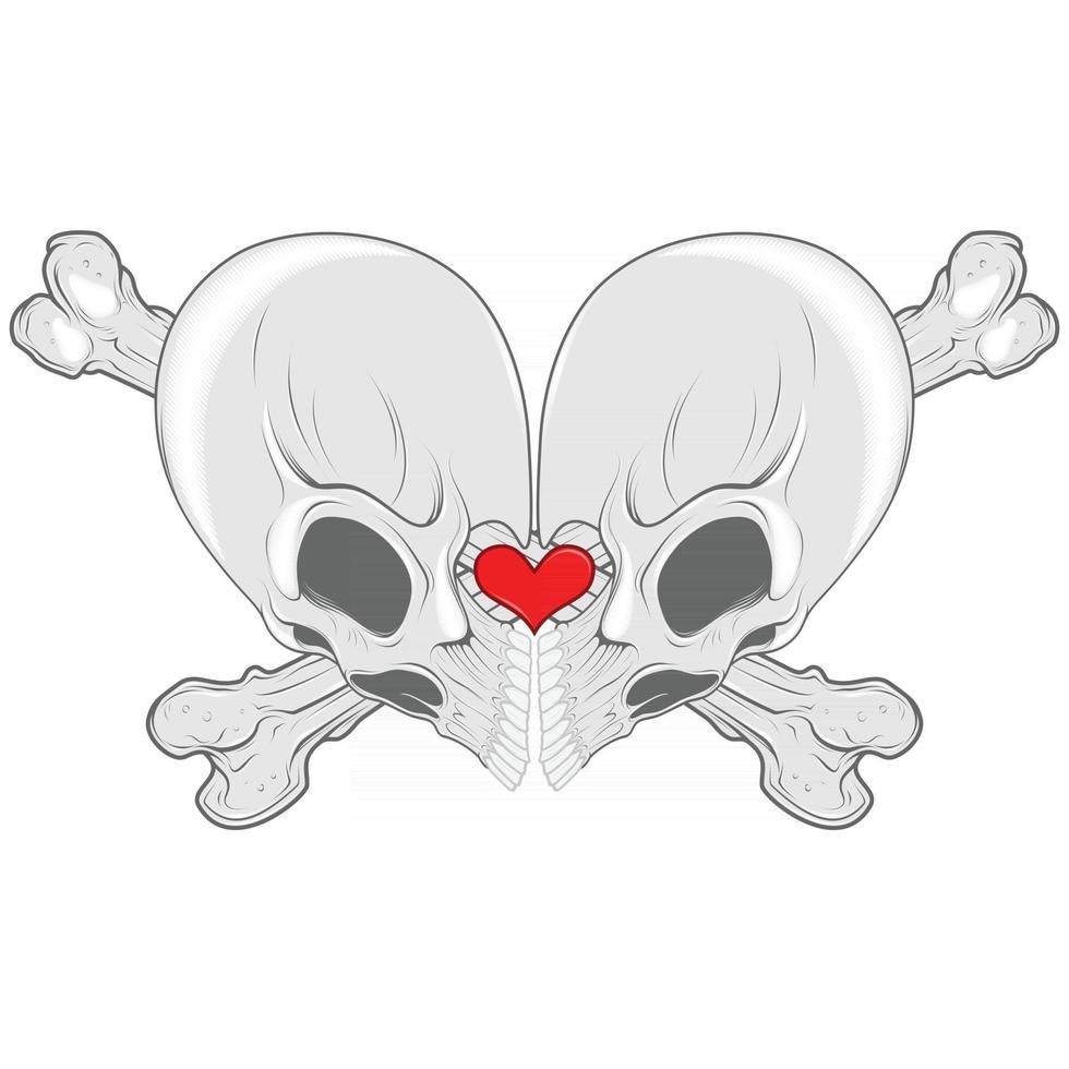 diseño de calavera en forma de corazón vector