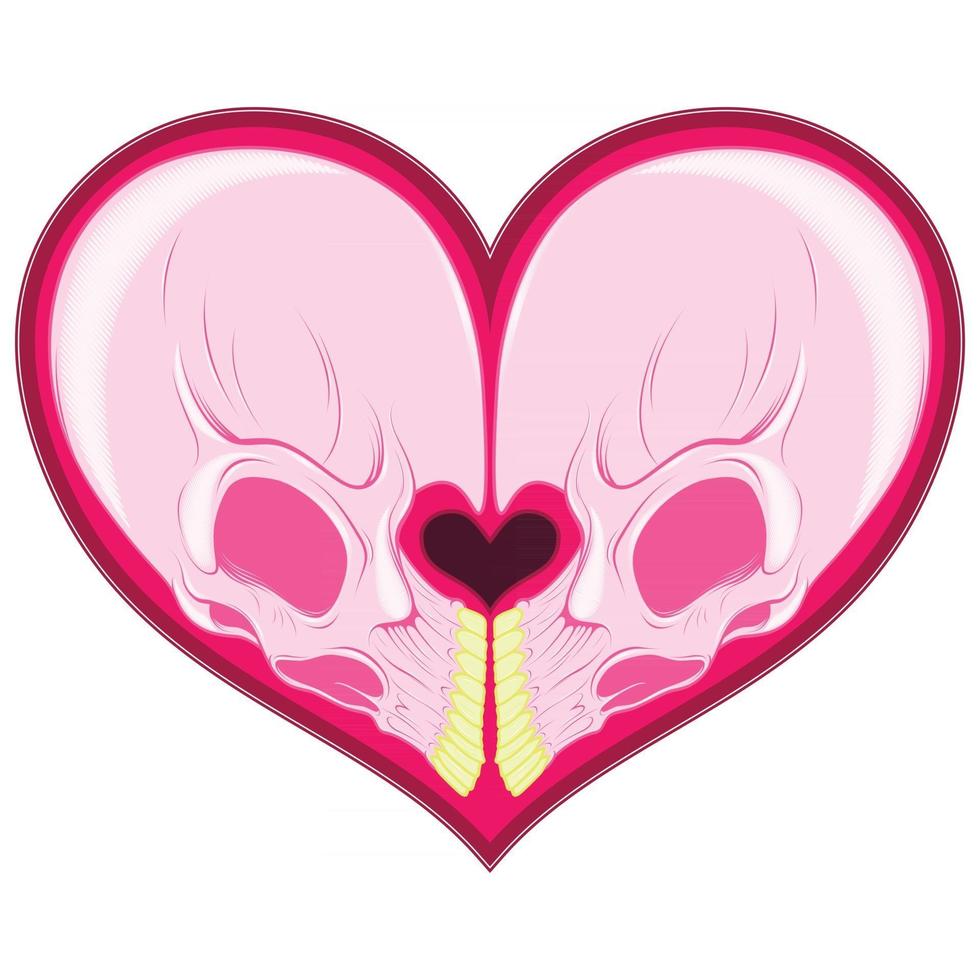 diseño de calavera en forma de corazón vector