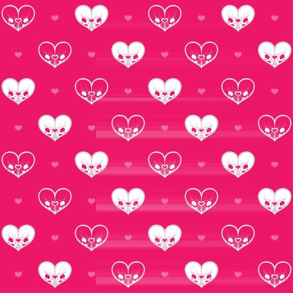 Heart shaped skulls pattern vector