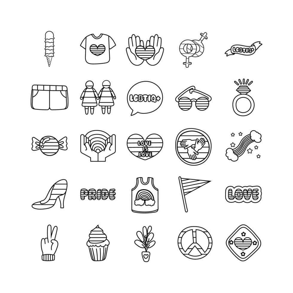 paquete de iconos de conjunto lgbtq vector