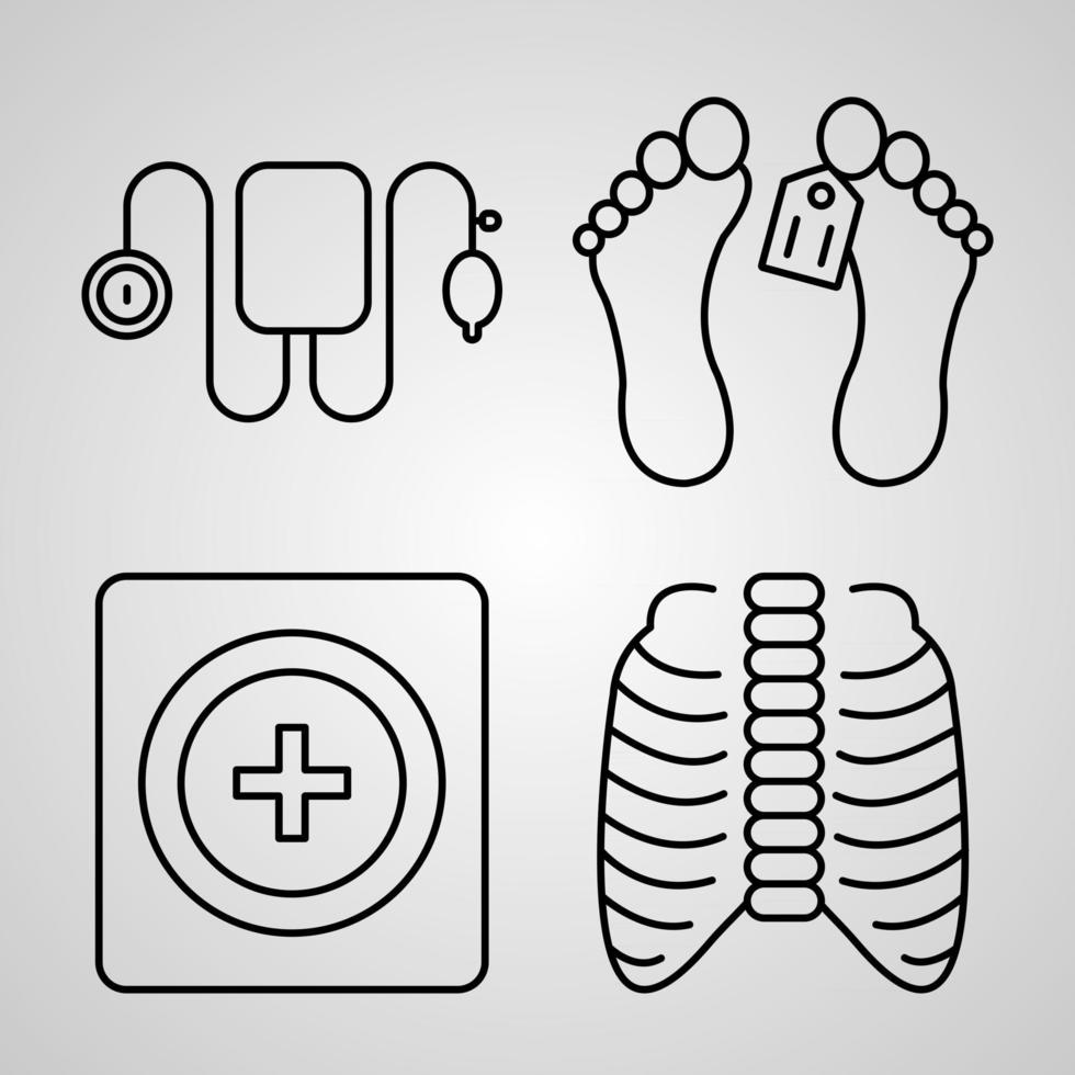 conjunto de iconos de diseño plano de línea delgada de medicina vector