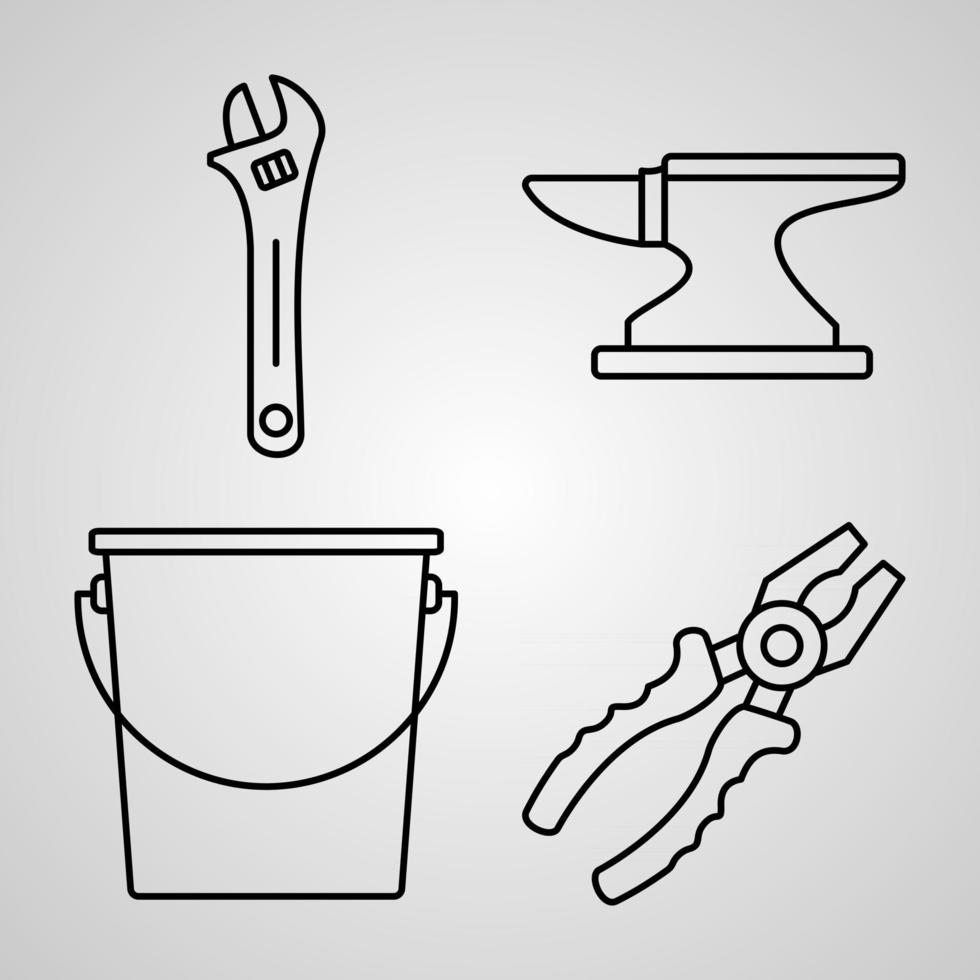 Construction Symbol Collection On White background Construction Outline Icons vector