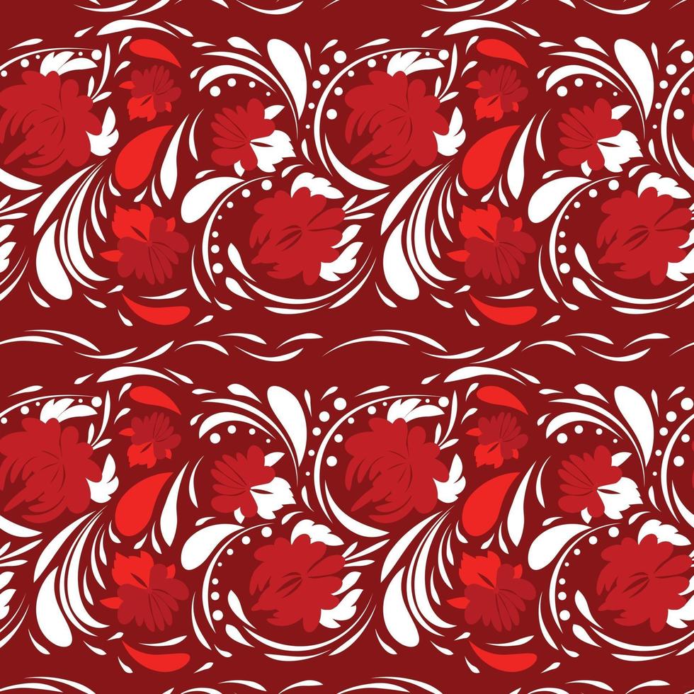 Folk flowers art pattern vector