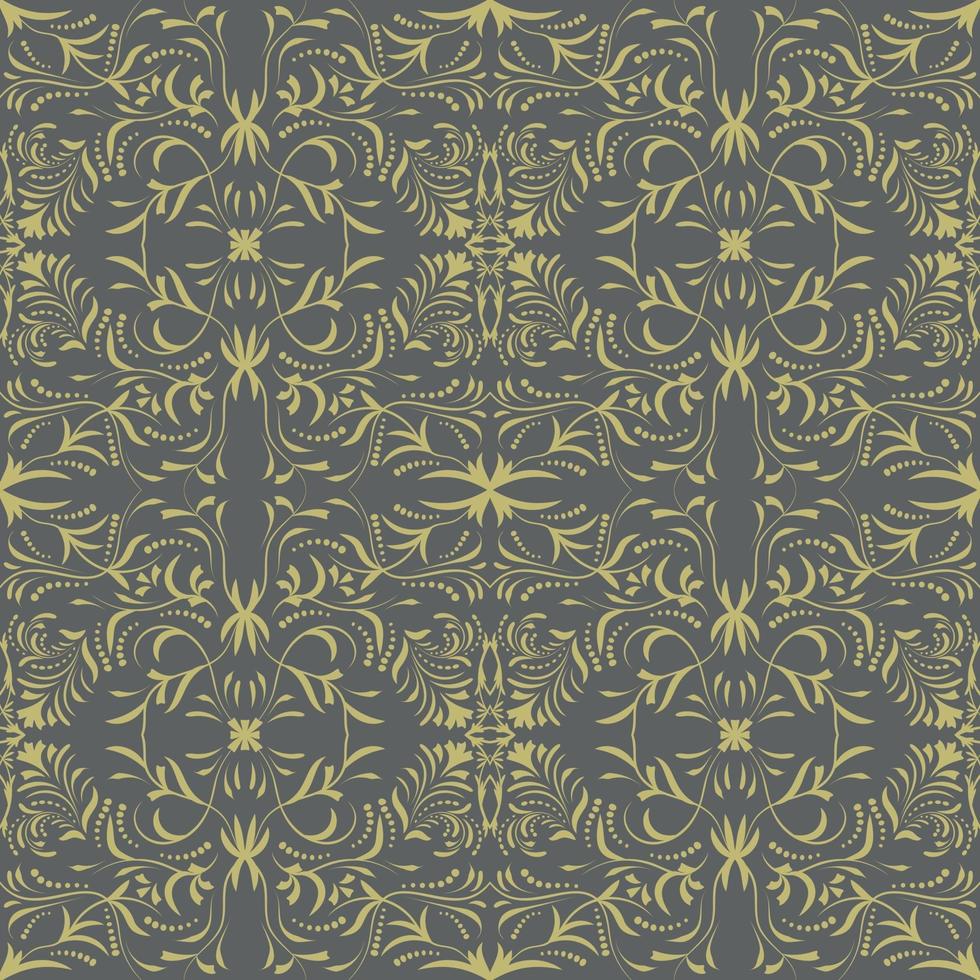 Floral folk damask pattern vector