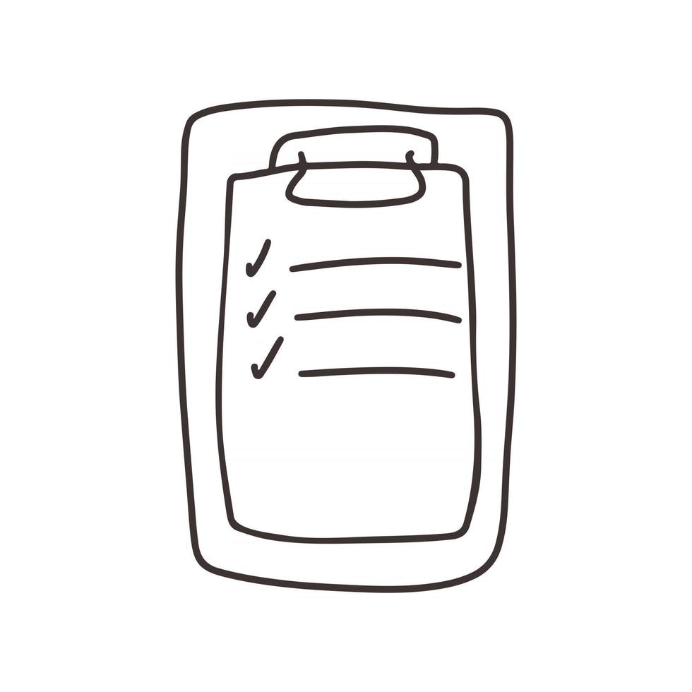 To do list on a doodled clipboard Hand drawn sketch icon isolated on white background Monochrome black and white illustration Check sheet to mark the completed task vector