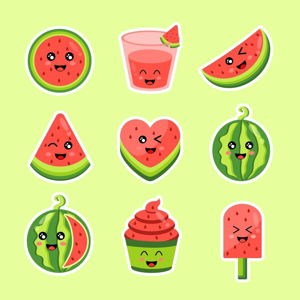 Cute Watermelon Sticker vector