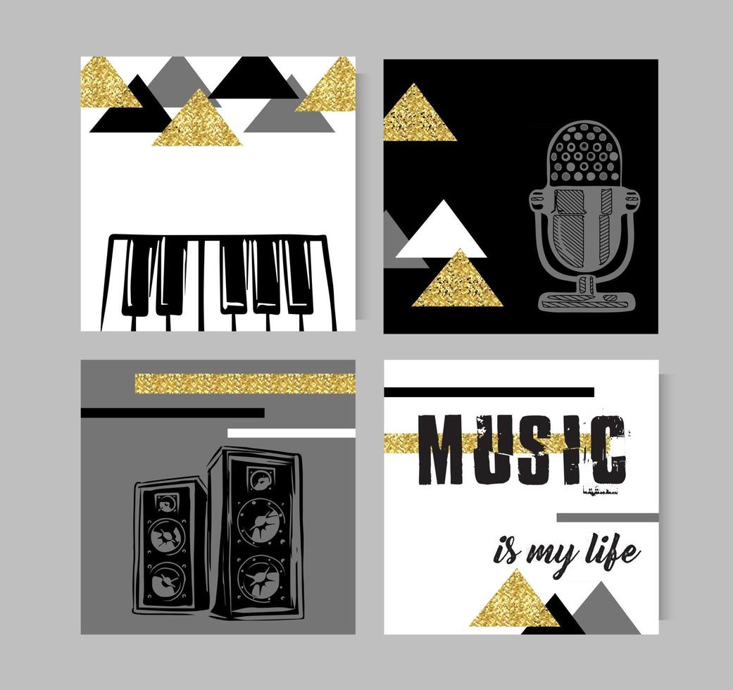 Set of artistic creative music cards Design for poster card invitation placard brochure flyer Vector templates