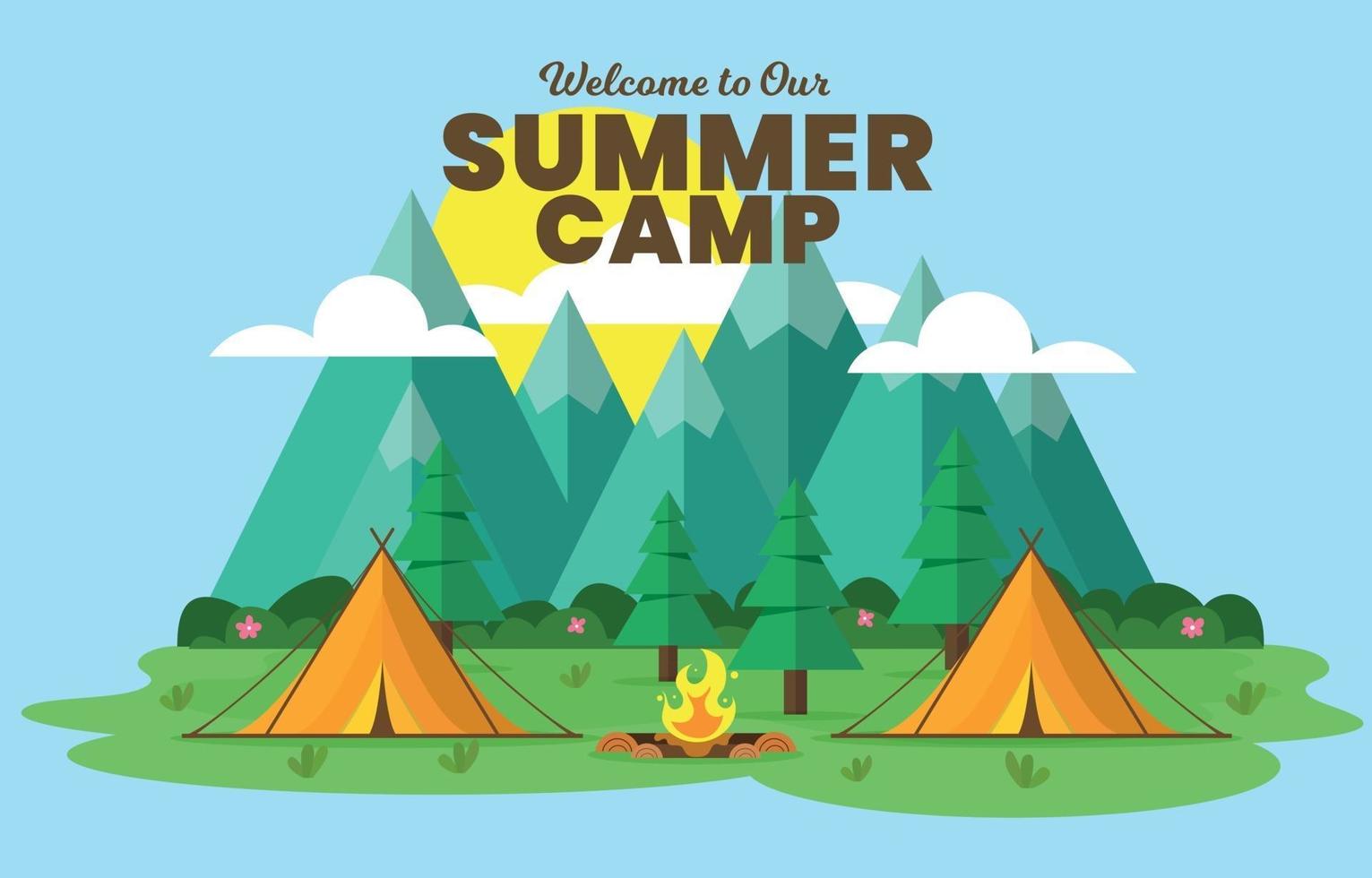 fondo de campamento de verano al aire libre vector