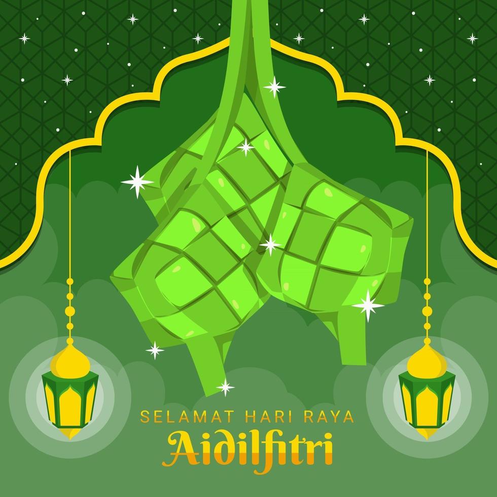 Celebration Aidil Fitri with Ketupat vector