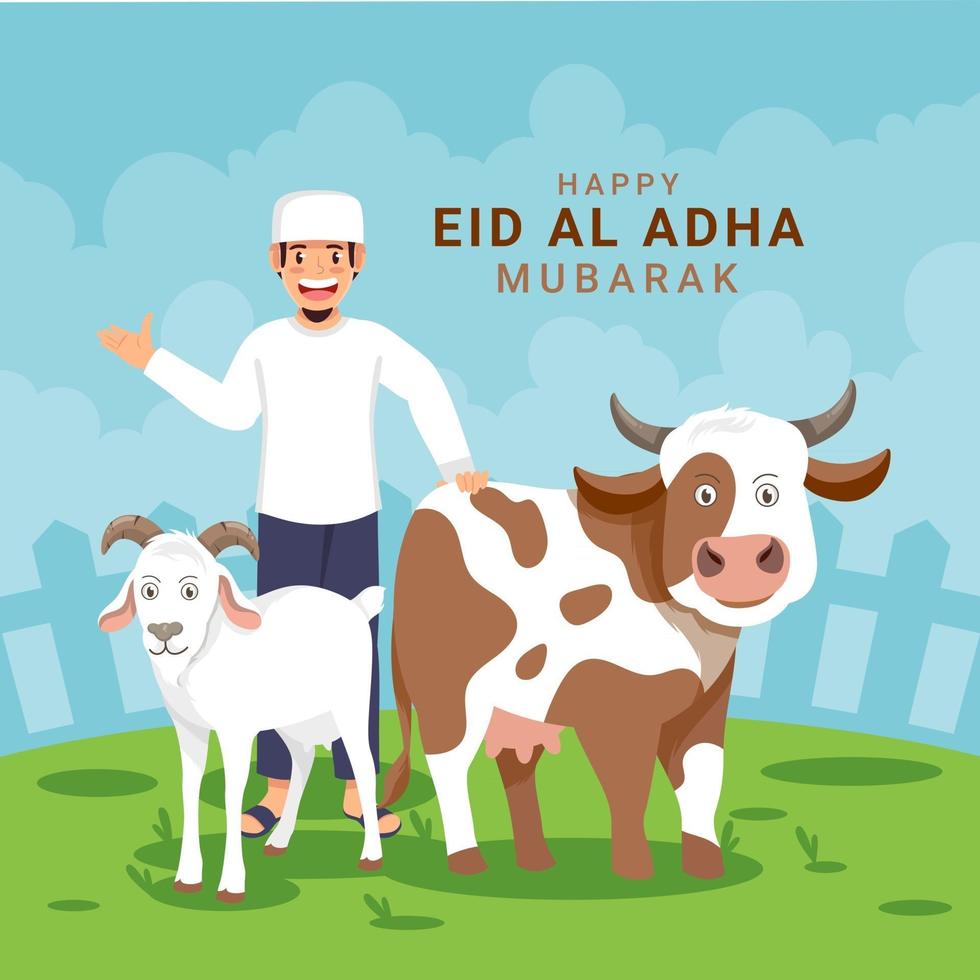 celebrar eid al adha con animal vector