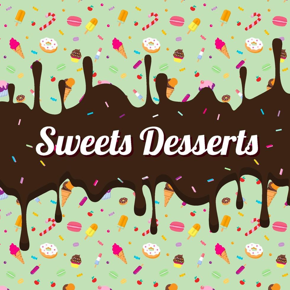 fondo de postres dulces vector