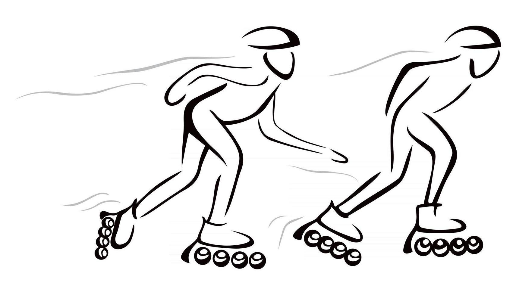 Two persons chasing at roller skates vector