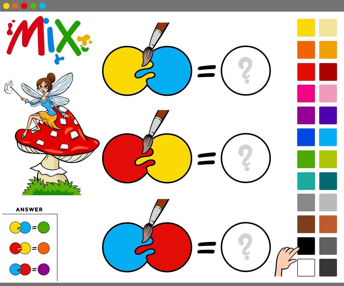 mixing colors educational task for children vector