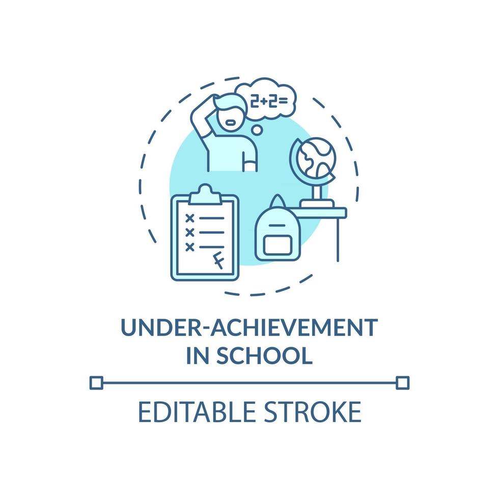 Under achievement at school blue concept icon vector