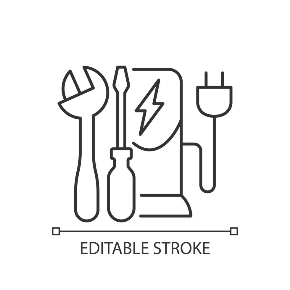 Charging station maintenance linear icon vector