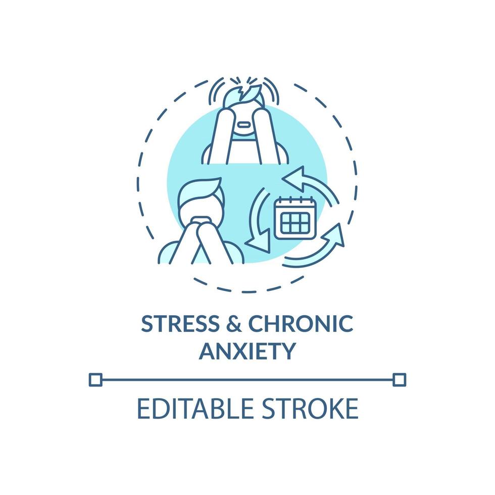 El estrés y la ansiedad crónica concepto icono azul vector