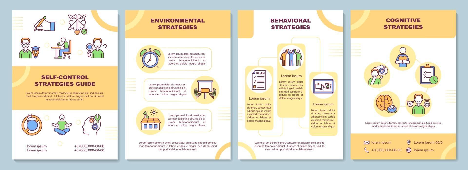 Self control strategies guide brochure template vector