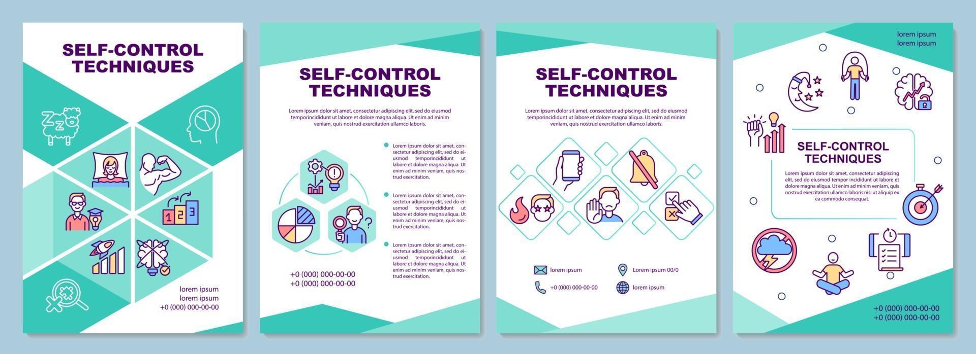 Self control techniques brochure template vector